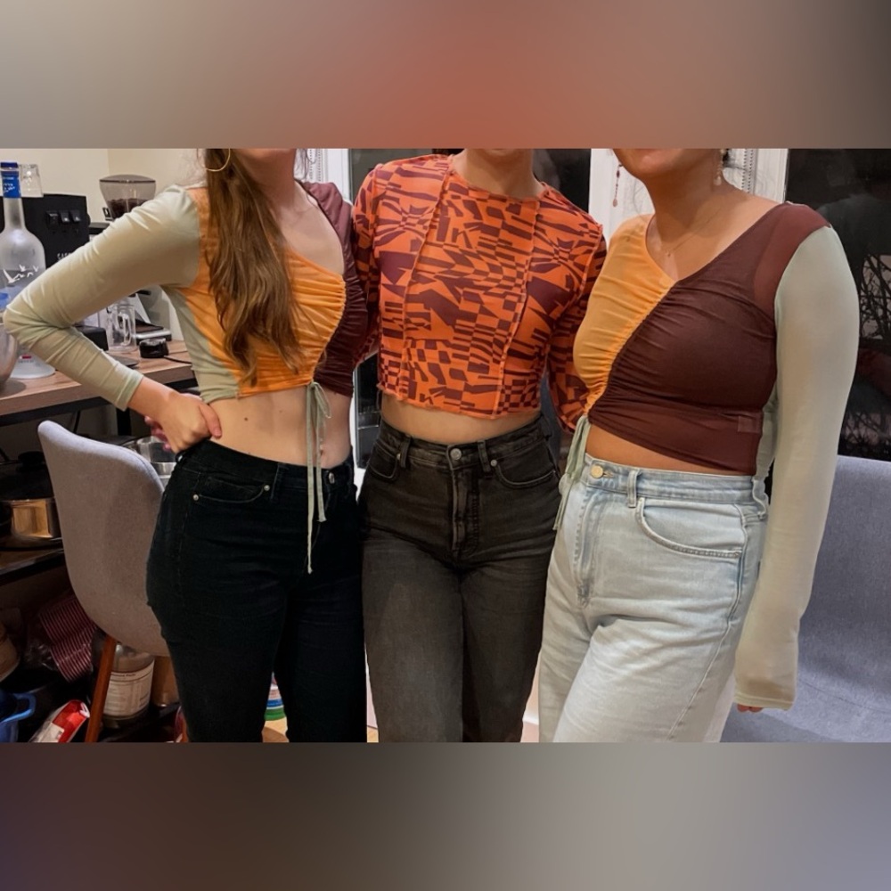 Stylish Women's Sheer Multicolor Crop Top